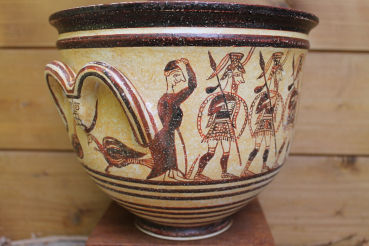 Warrior vase Crater from Mycenae 1100 BC, 18 cm high, hand-painted